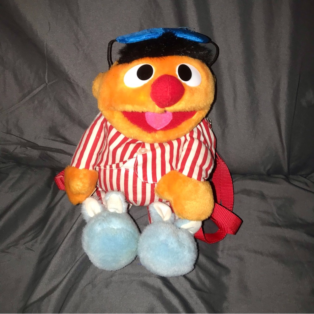 Sesame Street Ernie Toy Plush Talk And Snore Backpack Roma Kids 1997 Vintage